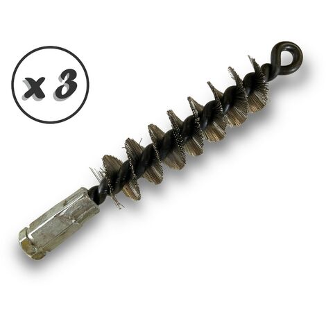 Lot de 3 Brosses à tube PRO INOX Ø 25 mm  Raccord M12175 femelle  Ame en acier torsadé  Nettoyage brossage tube et canalisation  Kibros 41SCI25x3