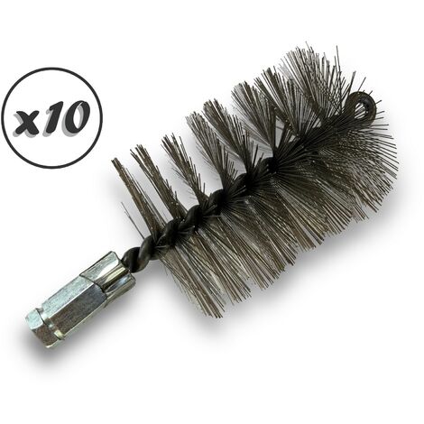 Lot de 10 Brosses à tube PRO INOX Ø 80 mm  Raccord M12175 femelle  Ame en acier torsadé  Nettoyage brossage tube et canalisation  Kibros 41SCI80x10