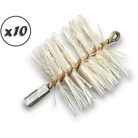 Lot de 10 Brosses à tube PRO NYLON Ø 120 mm Raccord M12175 femelle Ame en acier torsadé Nettoyage brossage tube et canalisation Kibros 41SCN120x10