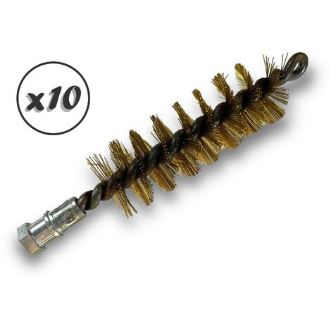 Lot de 10 Brosses à tube PRO LAITON Ø 40 mm  Raccord M12175 femelle  Ame en acier torsadé  Nettoyage brossage tube et canalisation  Kibros 41SCL40x10