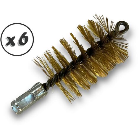 Lot de 6 Brosses à tube PRO LAITON Ø 70 mm Raccord M12175 femelle Ame en acier torsadé Nettoyage brossage tube et canalisation Kibros 41SCL70x6