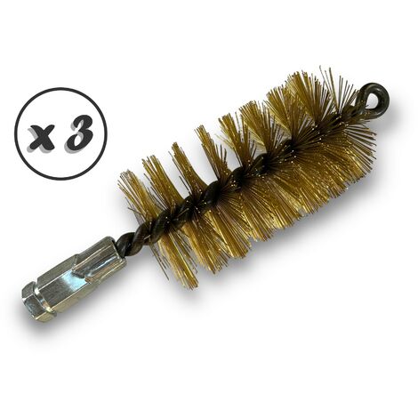Lot de 3 Brosses à tube PRO LAITON Ø 60 mm Raccord M12175 femelle Ame en acier torsadé Nettoyage brossage tube et canalisation Kibros 41SCL60x3