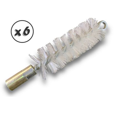 Lot de 6 Brosses à tube PRO NYLON Ø 40 mm  Raccord M12175 femelle  Ame en acier torsadé  Nettoyage brossage tube et canalisation  Kibros 41SCN40x6