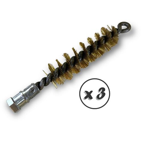 Lot de 3 Brosses à tube PRO LAITON Ø 25 mm Raccord M12175 femelle Ame en acier torsadé Nettoyage brossage tube et canalisation Kibros 41SCL25x3