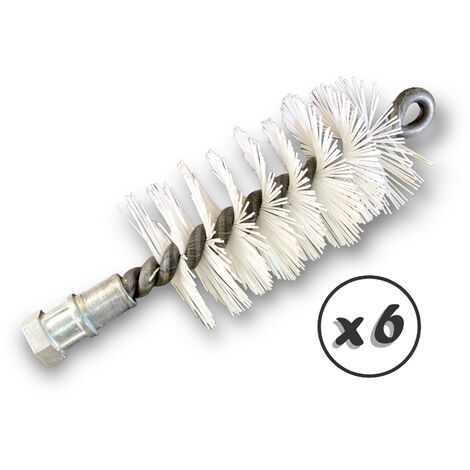 Lot de 6 Brosses à tube PRO NYLON Ø 45 mm Raccord M12175 femelle Ame en acier torsadé Nettoyage brossage tube et canalisation Kibros 41SCN45x6