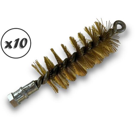 Lot de 10 Brosses à tube PRO LAITON Ø 50 mm Raccord M12175 femelle Ame en acier torsadé Nettoyage brossage tube et canalisation Kibros 41SCL50x10