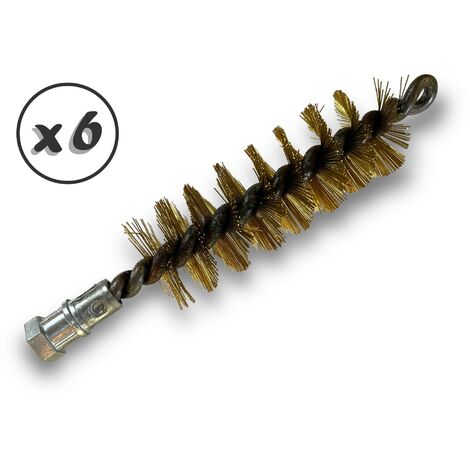 Lot de 6 Brosses à tube PRO LAITON Ø 35 mm Raccord M12175 femelle Ame en acier torsadé Nettoyage brossage tube et canalisation Kibros 41SCL35x6