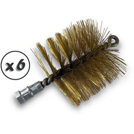 Lot de 6 Brosses à tube PRO LAITON Ø 90 mm Raccord M12175 femelle Ame en acier torsadé Nettoyage brossage tube et canalisation Kibros 41SCL90x6