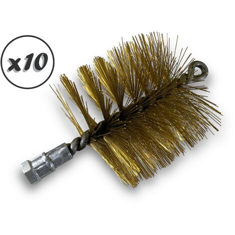 Lot de 10 Brosses à tube PRO LAITON Ø 90 mm Raccord M12175 femelle Ame en acier torsadé Nettoyage brossage tube et canalisation Kibros 41SCL90x10