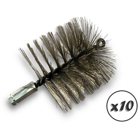 Lot de 10 Brosses à tube PRO INOX Ø 120 mm Raccord M12175 femelle Ame en acier torsadé Nettoyage brossage tube et canalisation Kibros 41SCI120x10 (1/5)