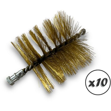 Lot de 10 Brosses à tube PRO LAITON Ø 140 mm Raccord M12175 femelle Ame en acier torsadé Nettoyage brossage tube et canalisation Kibros 41SCL140x10 (1/5)