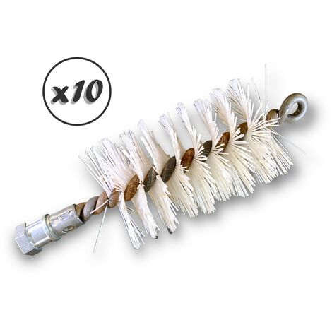 Lot de 10 Brosses à tube PRO NYLON Ø 55 mm Raccord M12175 femelle Ame en acier torsadé Nettoyage brossage tube et canalisation Kibros 41SCN55x10