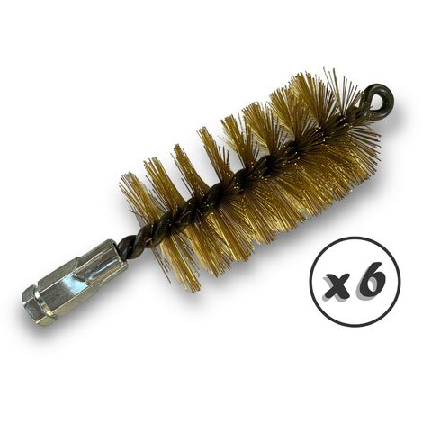 Lot de 6 Brosses à tube PRO LAITON Ø 60 mm Raccord M12175 femelle Ame en acier torsadé Nettoyage brossage tube et canalisation Kibros 41SCL60x6