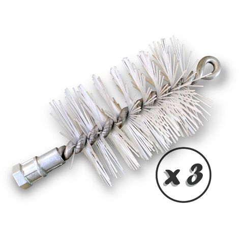 Lot de 3 Brosses à tube PRO NYLON Ø 65 mm  Raccord M12175 femelle  Ame en acier torsadé  Nettoyage brossage tube et canalisation  Kibros 41SCN65x3