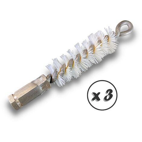 Lot de 3 Brosses à tube PRO NYLON Ø 25 mm  Raccord M12175 femelle  Ame en acier torsadé  Nettoyage brossage tube et canalisation  Kibros 41SCN25x3
