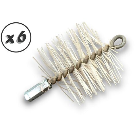 Lot de 6 Brosses à tube PRO NYLON Ø 90 mm Raccord M12175 femelle Ame en acier torsadé Nettoyage brossage tube et canalisation Kibros 41SCN90x6