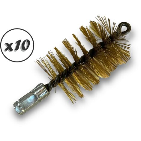 Lot de 10 Brosses à tube PRO LAITON Ø 70 mm Raccord M12175 femelle Ame en acier torsadé Nettoyage brossage tube et canalisation Kibros 41SCL70x10