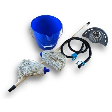 Balai à Franges Espagnol  Seau 10L Essoreur + Aquafill  2 Serpillières - Quantité x 1 - Ensemble balai espagnol avec Aquafil