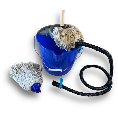 Balai à Franges Espagnol  Seau 10L Essoreur + Aquafill  2 Serpillières - Quantité x 1 - Ensemble balai espagnol avec Aquafil