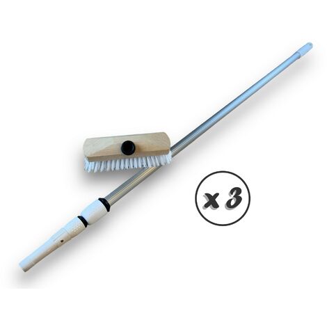 Balai Lave-Pont 22 cm PPL Blanc Manche télescopique 3,80 m - Quantité x 3 - Lave-pont PPN blanc télescopique