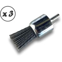 Brosse en bout sur tige NYLON abrasif grain 120 Diamètres variés - Quantité x 3 - Ø 28 mm - NYLON - Grain 120