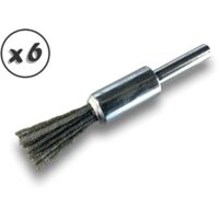 Brosse en bout sur tige NYLON abrasif grain 80 Diamètres variés - Quantité x 6 - Ø 12 mm - NYLON - Grain 80