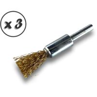 Brosse en bout sur tige Forme pinceau Fil LAITON dur Diamètres variés - Quantité x 3 - Ø 12 mm - LAITON - Dure