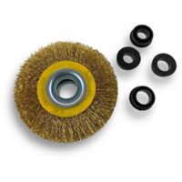 Brosse circulaire LAITON Ø 100 mm Epaisseur 3 rangs Fil souple 0.20 mm ondulé Alésage 16 mm Touret meuleuse affûteuse ponceuse Brossage décapage polissage dérouillage Kibros 234103LV
