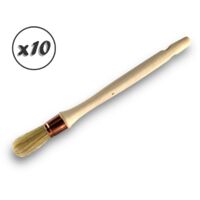 Lot de 10 pinceaux de pouce Brosse ronde en soie blanche Ø 20 mm Idéal peinture rénovation volets moulures plinthes angles persiennes Manche bois brut Kibros 370D212x10