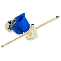 Kit balai à franges espagnol Seau double bac professionnel 2x7 litres - Quantité x 1 - Seau double bacs pro + 2 franges espagnoles