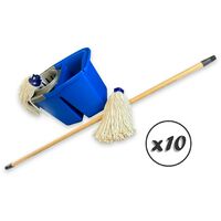 Kit balai à franges espagnol Seau double bac professionnel 2x7 litres - Quantité x10 - Seau double bacs pro + 2 franges espagnoles