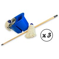 Kit balai à franges espagnol Seau double bac professionnel 2x7 litres - Quantité x 3 - Seau double bacs pro + 2 franges espagnoles