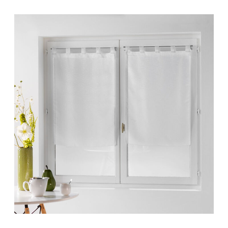 Paire De Voilages à Passants Luminea - Blanc, Dimensions 60 X 160 Cm - 100% Polyester, Intemporel - Pour Fenêtre, Décoration Légère - 6