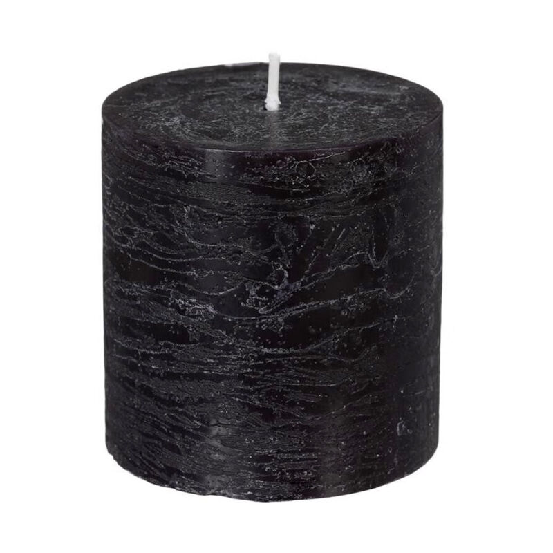 Bougie Pilier RUSTIK Noir - 7 Cm De Diamètre, 12 Cm De Hauteur - Durée De Combustion ~39h - Cire, Fabrication Allemande