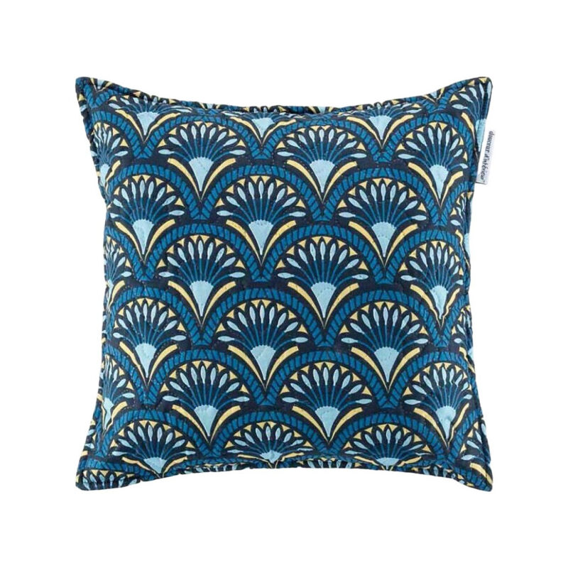 Coussin ethnique en coton bleu clair 60x60 cm Jaipur