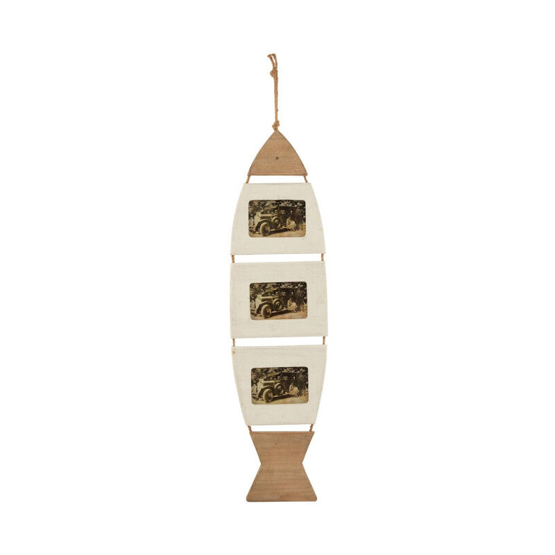 Cadre Suspendu 3 Photos "Poisson" 10x15cm Blanc & Beige