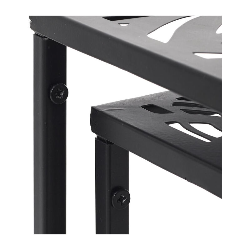 Lot de 2 sellettes rondes effet bois et noir - VAHINA | Maison et Styles