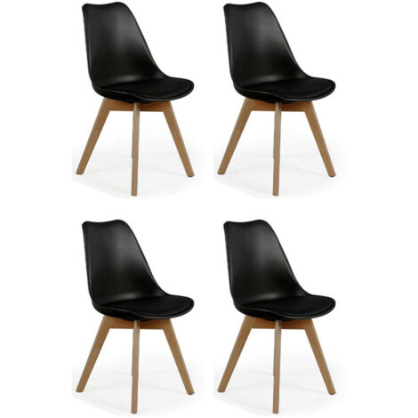 Lot de 4 Chaises Scandinave "Coquil" 81cm Noir (1/5)