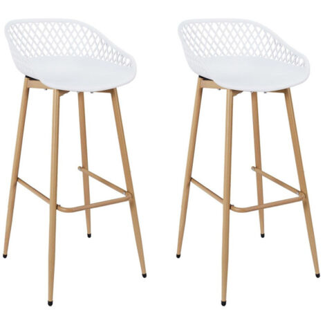 Lot de 2 Tabourets de Bar "Malaga" 88cm Blanc (1/5)