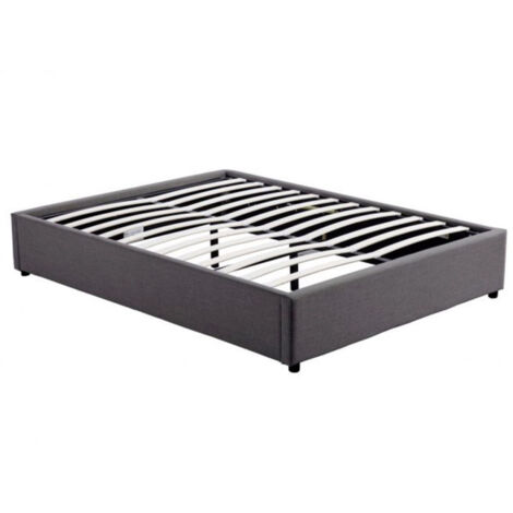 Lit Coffre Design Tissu Niura 140x190 Cm – Gris, Neuf, Paris Prix