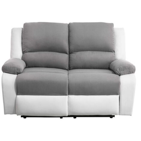 Canapé de Relaxation Électrique 2 Places "Ota" 143cm Gris & Blanc