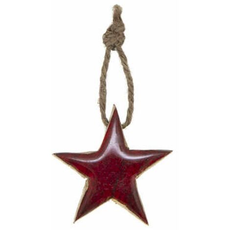 Paris Prix - Sujet De Noël étoile glacé 6cm Rouge (1/2)