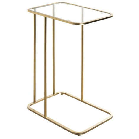 Table d'Appoint Design "Verre Trempé" 65cm Or (1/5)