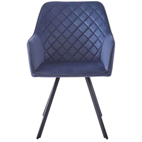 Chaise Matelassée en Velours "Amber" 85cm Bleu
