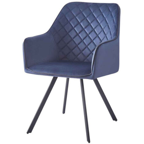 Chaise Matelassée en Velours "Amber" 85cm Bleu
