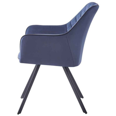 Chaise Matelassée en Velours "Amber" 85cm Bleu