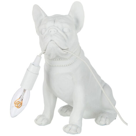 Lampe à Poser Déco "Bulldog" 28cm Blanc (1/4)