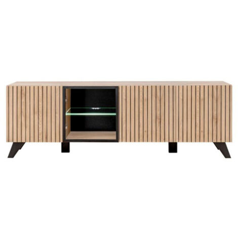 Meuble TV Design "Liam" 160cm Naturel & Noir (1/5)
