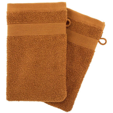Lot de 2 Gants de Toilette "Confort" 15x21cm Cannelle (1/2)