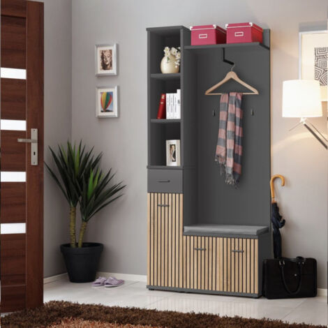 Ensemble Vestiaire 3P "Marco" 203cm Naturel & Gris (1/3)